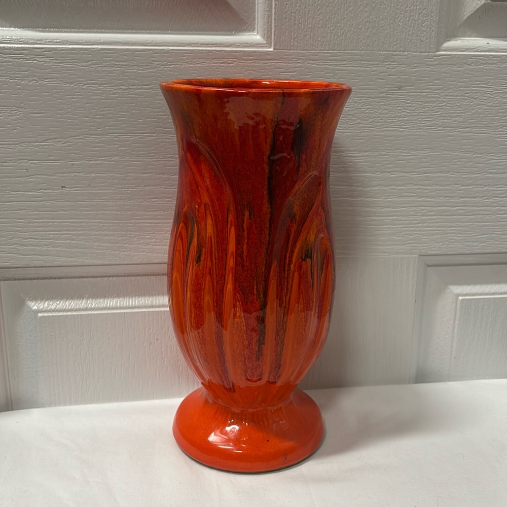 Elegant Orange Swirl Vase